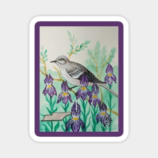 Tennessee state bird and flower, the mockingbird and iris Magnet