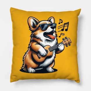 Dog Playing Guitar Singing Welsh Corgi Funny Corgi Grandma Pillow