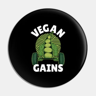 Vegan Gains Funny Vegan Gift Pin