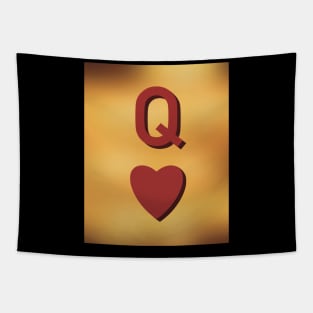 Golden Queen Of Hearts Card Tapestry