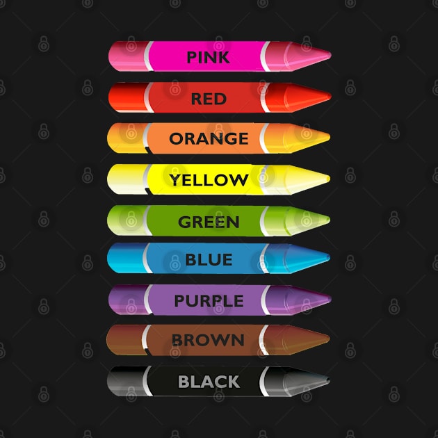 Bright colour crayons pencils. Color names by BarbaraGlebska