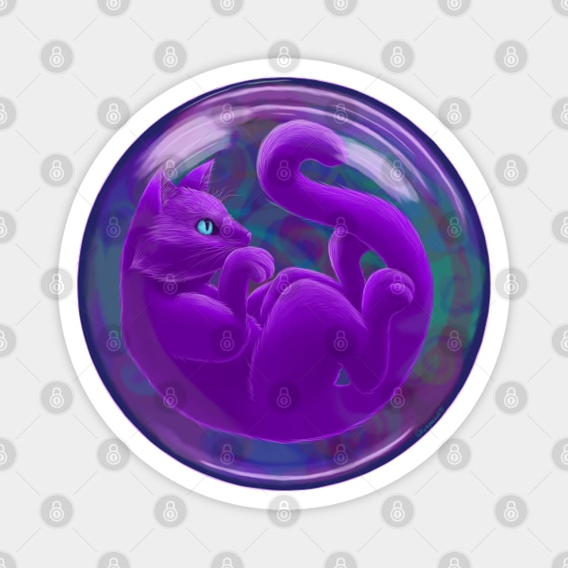 Purple Cat in a Bubble Magnet by Totally Pawsome