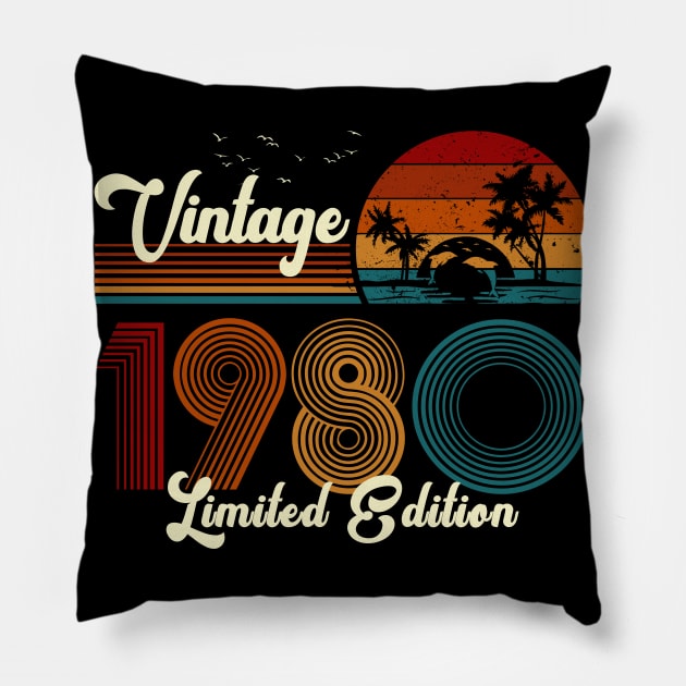 Vintage 1980 Shirt Limited Edition 40th Birthday Gift Pillow by Damsin