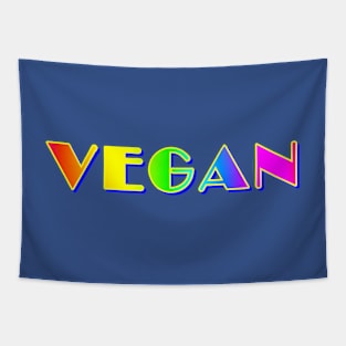 VEGAN in Broadway Rainbow Digital Lettering Tapestry