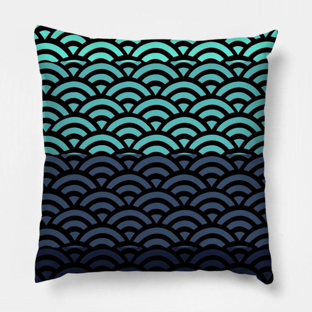 Retro Japanese Clouds Pattern RE:COLOR 18 Pillow by HCreatives