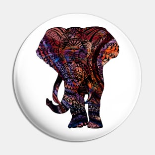 Intricate Asian Elephant Colorful Illustration Pin