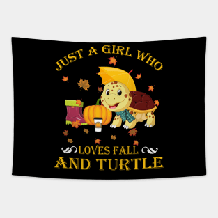 Just A Girl Who Loves Fall & Turtle Funny Thanksgiving Gift Tapestry