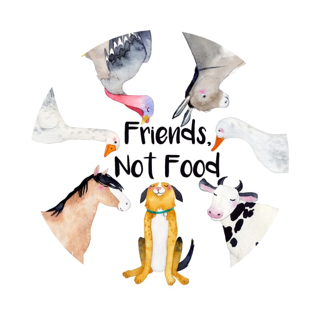 Vegan slogan Friends, Not Food by SeaAndLight