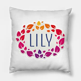 Lily name with colorful leaves Pillow