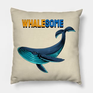 Whalesome - Whale Illustration Pillow