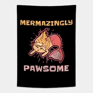 Mermazingly Pawsome! Mermaid Cat! Tapestry