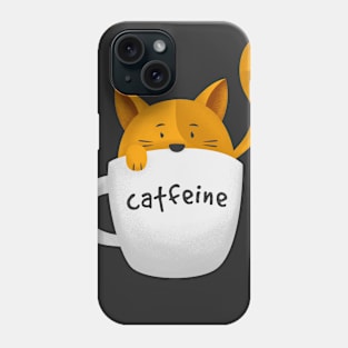 Catfeine, cat in coffee mug Phone Case