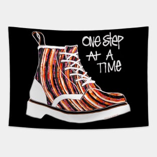 One Step At A Time Orange Boot Tapestry