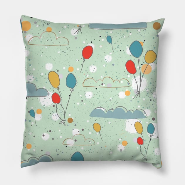 Air Balloons Pillow by Kristina Stellar Scandinavian Land