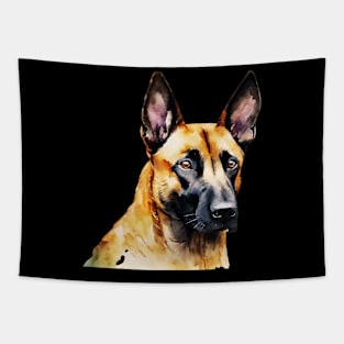 Watercolor Belgian Malinois Face Tapestry