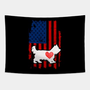 Yorkie Merica Usa American Flag Tapestry