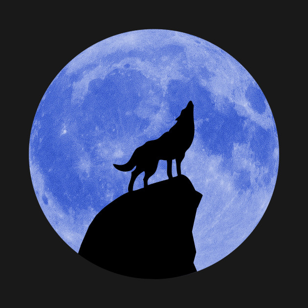 Wolf Howling at a Blue Moon - Animals - T-Shirt | TeePublic