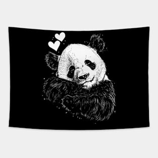 Cute Panda falling in love | Valentine day Panda Tapestry