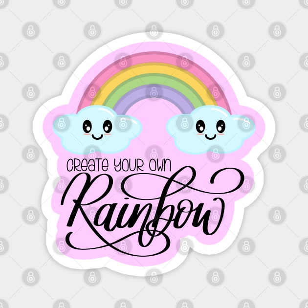 Create Your Own Rainbow with Kawaii Cute Clouds in Pink Magnet by Kelly Gigi