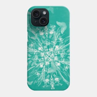 ghost bouquet and butterflies  on teal Phone Case