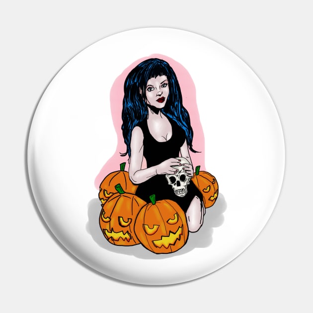 Witchy Woman in a Pumpkin Patch Pin by silentrob668