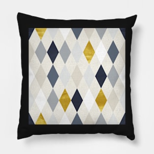 Simple Argyle Pattern in Blue and Gold Pillow