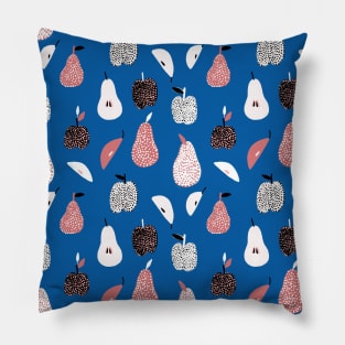 Dotted Apples and Pears (blue) Pillow