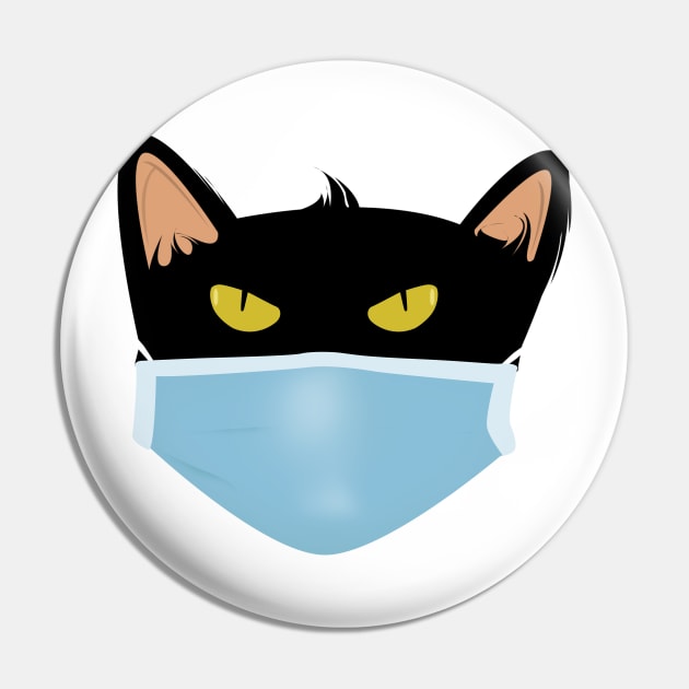 Black cat face wear face mask Pin by Rishirt