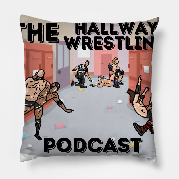 Hallway Wrestling Podcast NEW LOGO merch Pillow by Hallway wrestling podcast 