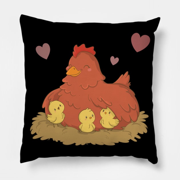 Mama Hen Chicken Farm Lover Shirt Mother's Day Gift Mom Kids Pillow by DDJOY Perfect Gift Shirts