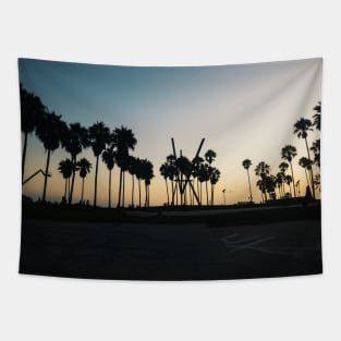 Venice Beach Silhouetted Palm Trees Tapestry