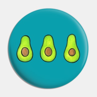 Avocado Energies - fun vegan design on blue Pin