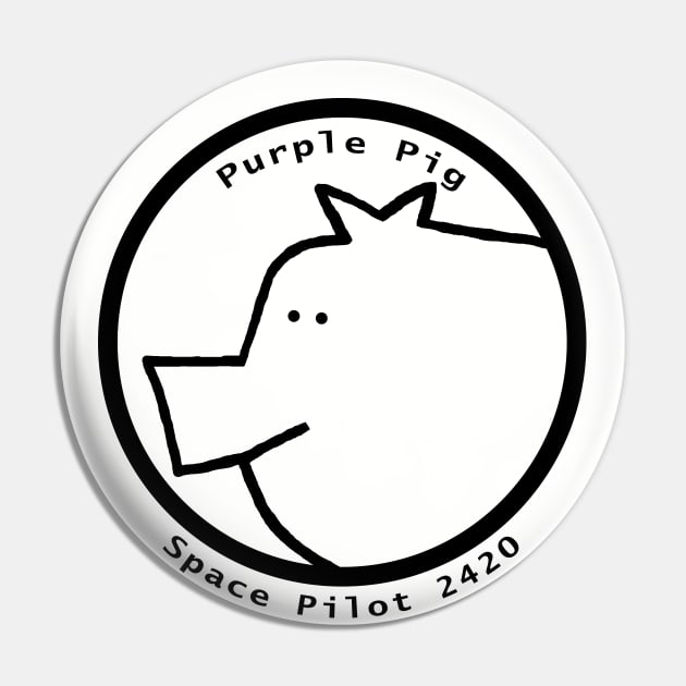 Portrait of Space Pilot Purple Pig Outline Pin by ellenhenryart