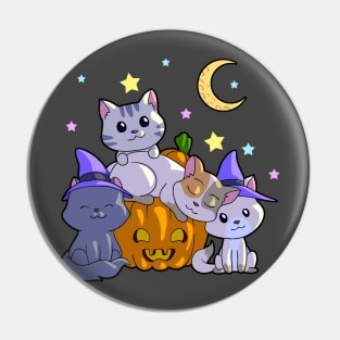 Halloween Cats Pumpkin Witch Anime Cat Lover Kawaii Neko Pin