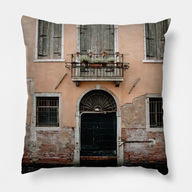 Venice Door Architecture Photography River Pillow by A.P.