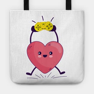 Funny Heart Gaming Valentines Day Men Women Boys Girl Gamer Tote