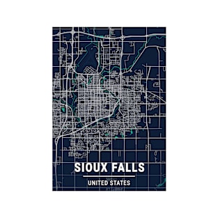 Sioux Falls Blue Dark Color City Map T-Shirt