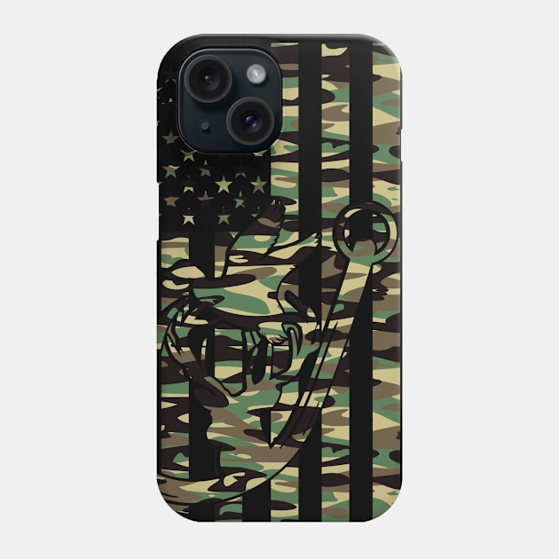 Camo USA Flag Camouflage Duck, Deer, Hook Fishing Hunter Phone Case by Beautiful Butterflies by Anastasia