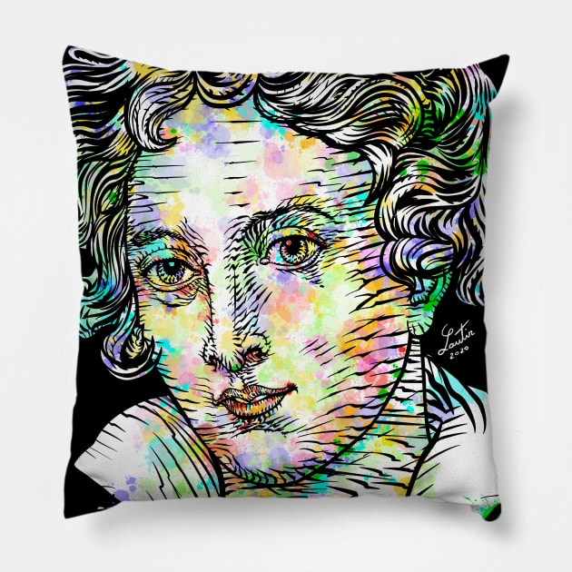 PERCY BYSSHE SHELLEY watercolor and ink portrait Pillow by lautir