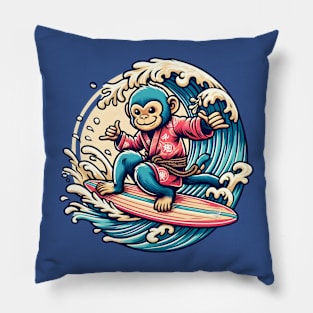 Surfing monkey Pillow