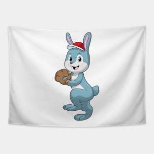 Bunny at Baseball with Baseball glove Tapestry