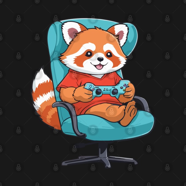 adorable Red Panda playing video game aesthetic by greatnessprint