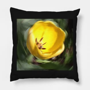 Altered Yellow Tulip Flower Design Pillow