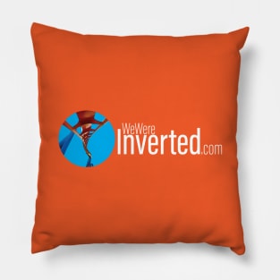 We Were Inverted Logo | Blue Circle | White Text Pillow