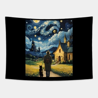 Starry Night Cat, Van Gogh Cat, Cat Lover, Cat Mom, Cat Dad Tapestry