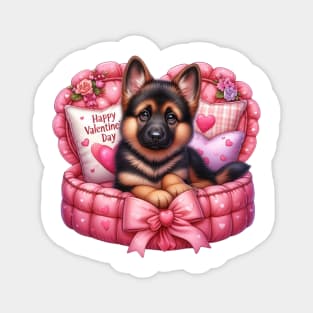 Valentine German Shepherd Dog in Bed Magnet