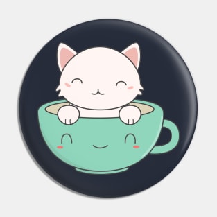 Kawaii Cute Coffee Cat T-Shirt Pin