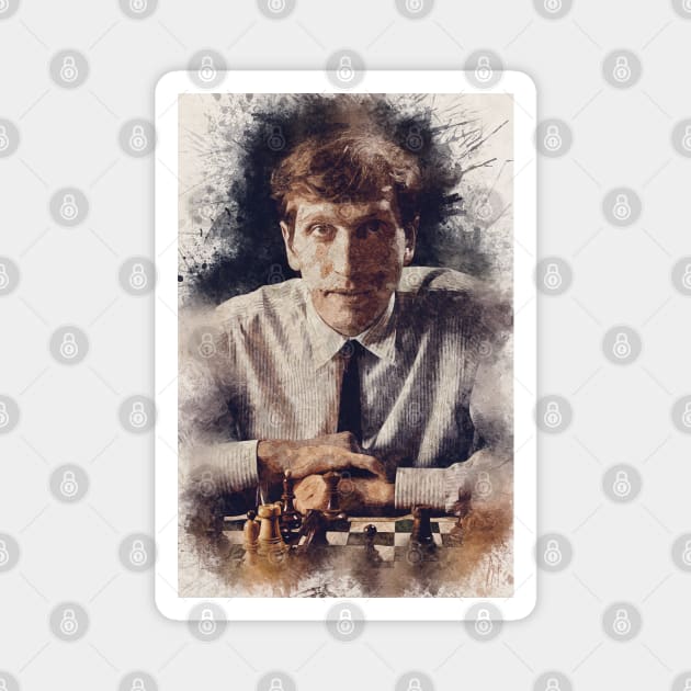 Bobby Fischer ✪ A TRIBUTE to The Legend ✪ Aesthetic Portrait of a chess master Magnet by Naumovski