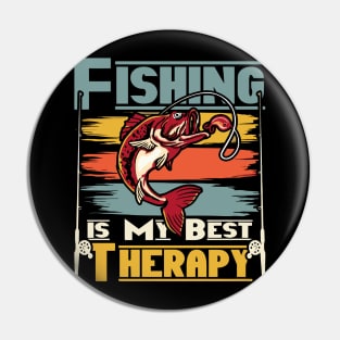 FISHING IS MY BEST THERAPY Retro Vintage Pin