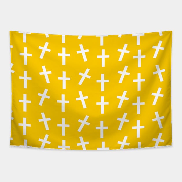 Christian cross Jesus yellow Easter pattern Tapestry by Baobabprintstore